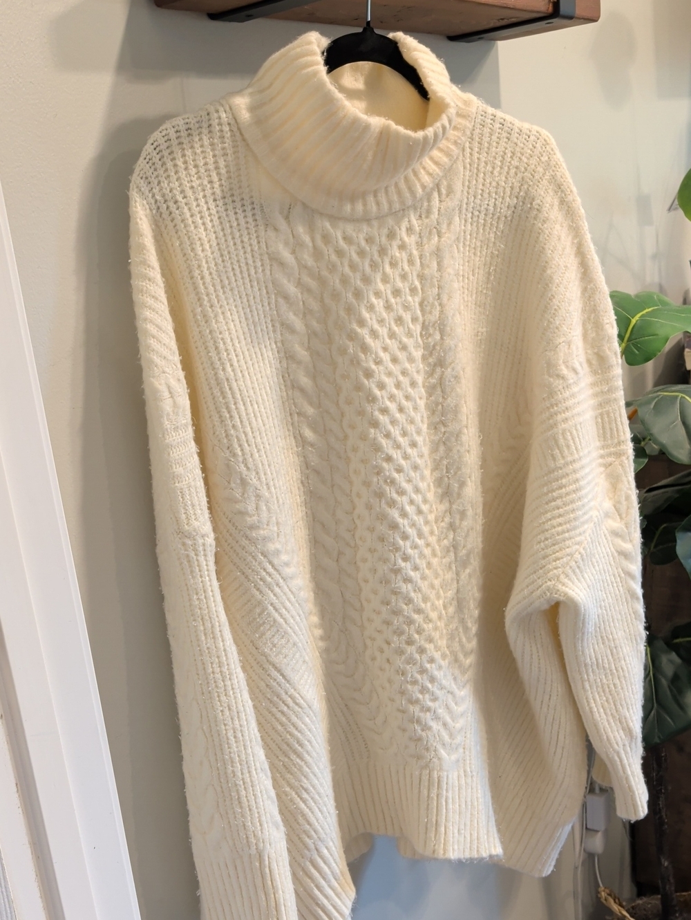 Express Cream Cable-Knit Turtleneck Sweater